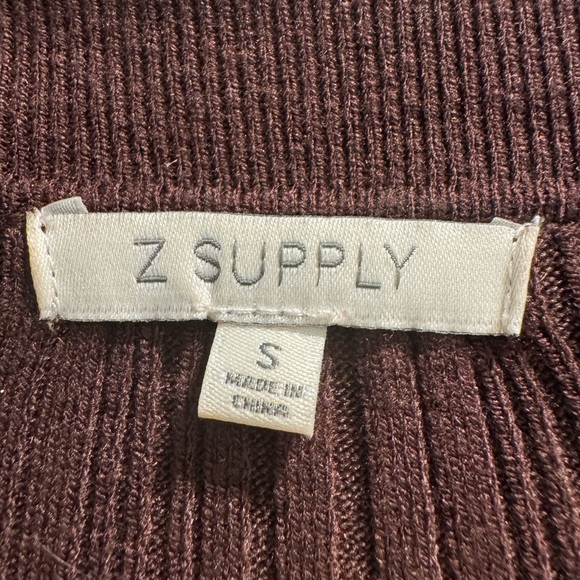 Z Supply Chocolate Long Sleeve Ribbed Dress - Picture 2 of 3